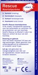 Verpakking met informatie over SoreFix Rescue koortslipcrème. Effectief in alle 4 de fases.