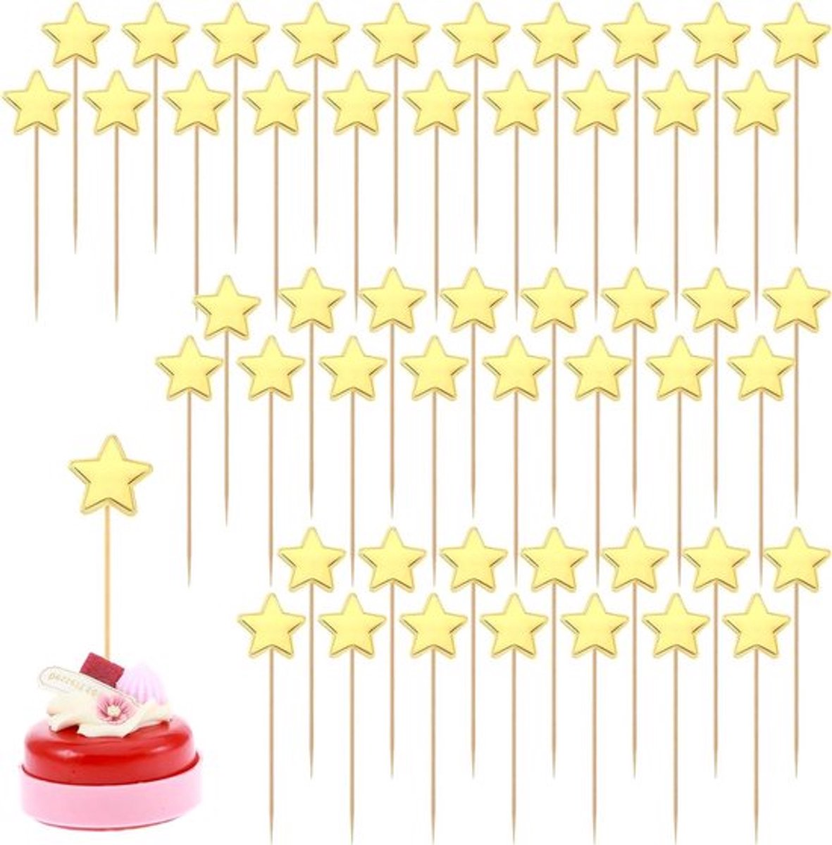 50 stuks Sterren Muffin Decoratie Cupcake-Toppers Goud - Allecto Plus