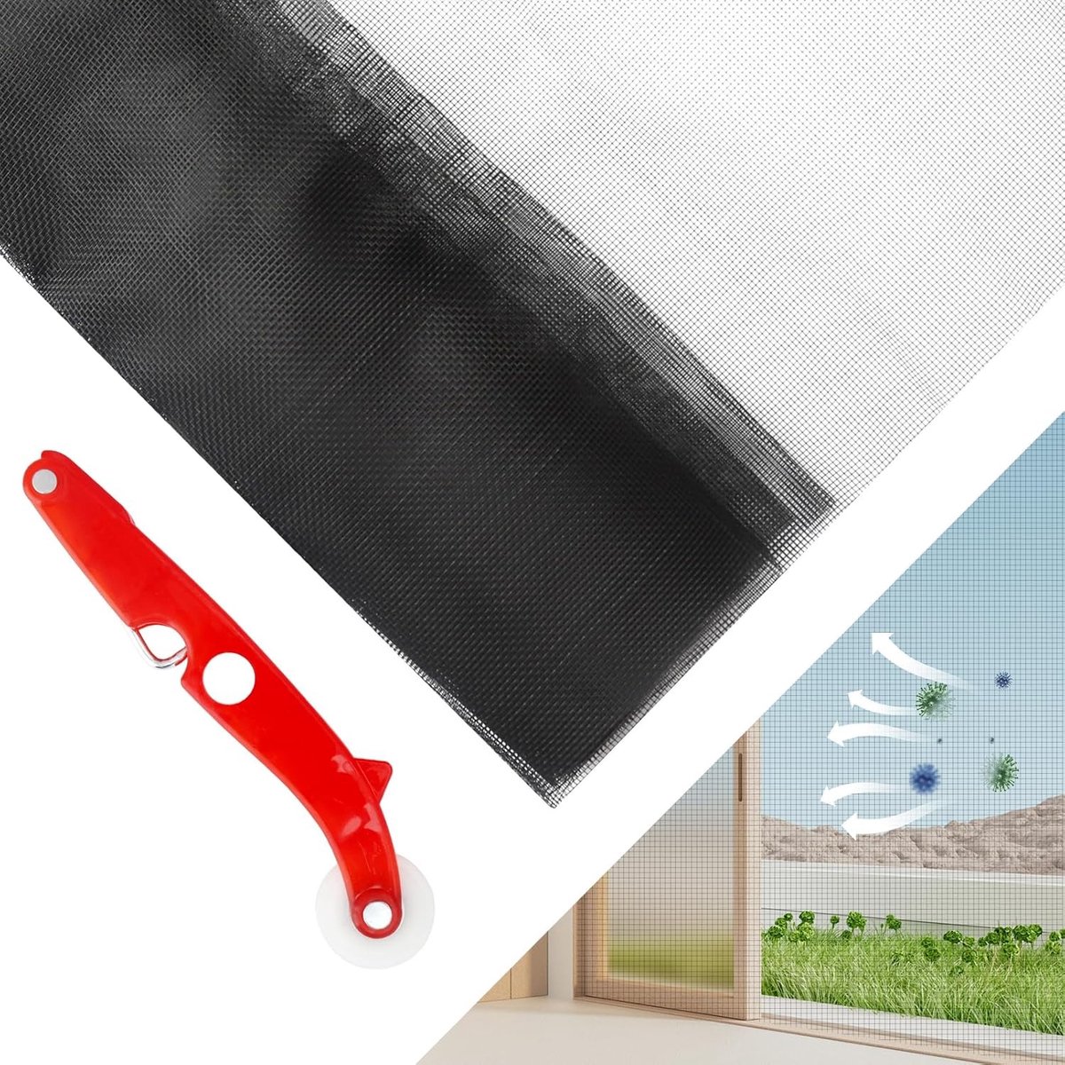Vliegenraam voor ramen, op maat te snijden, insectenwerend gaas, veilig voor katten, ideaal voor balkondeuren en slaapkamers, 120 cm