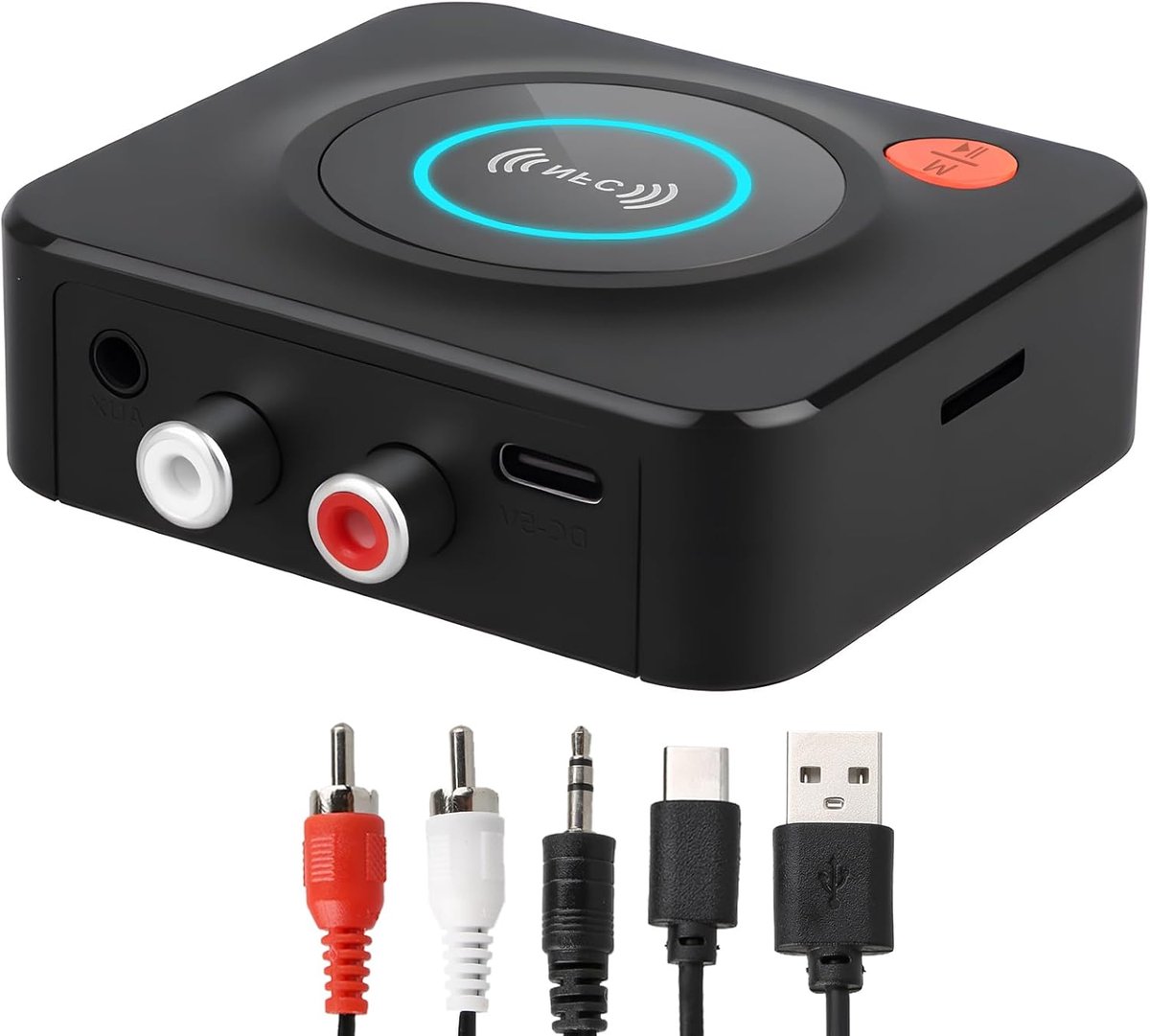 Bluetooth Audio Ontvanger - Draadloze Muziek Adapter - Muziek Streamen - Twee Apparaten Gelijktijdig - 30 Meter Bereik - Zwart