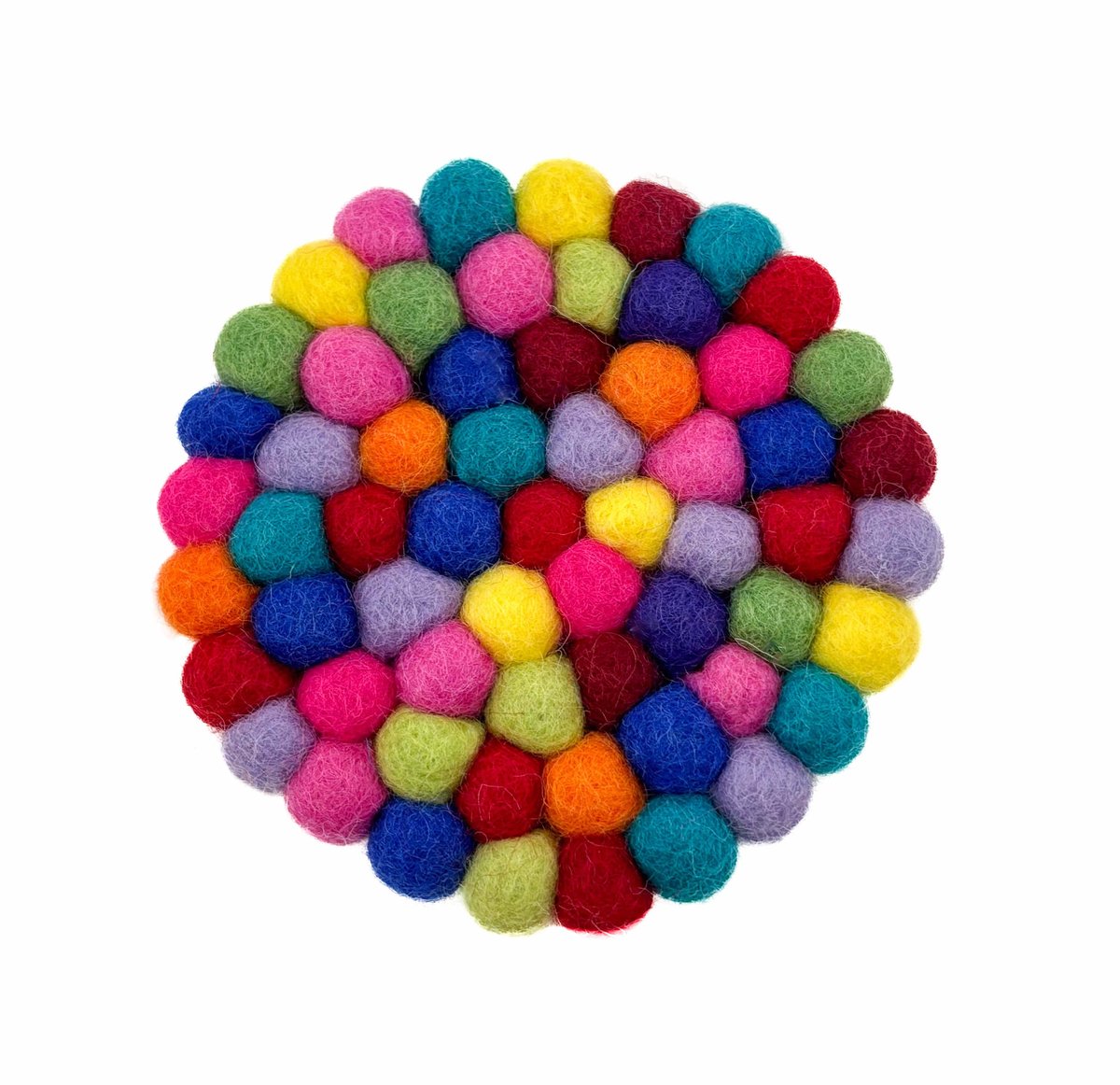 Onderzetters Vilt - Multicolor fel - Rond - Set 4 stuks - Handmade & Fairmade - 10cm
