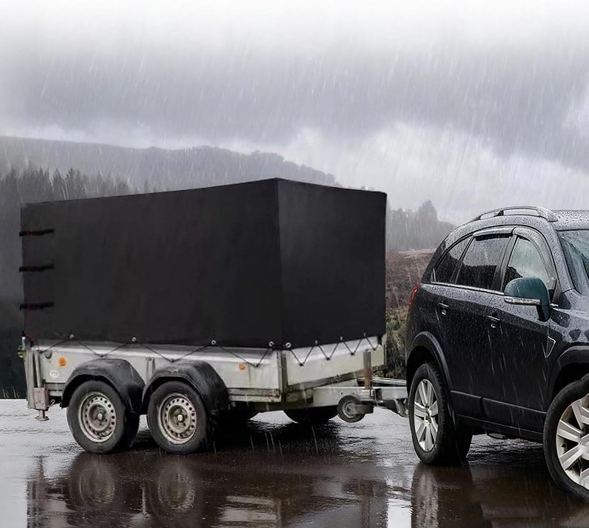 Afdekzeil Aanhanger - Waterdichte Hoes - Bescherming Transport - Verstevigd Oxford Weefsel - 210 x 114 x 90 cm - Zwart