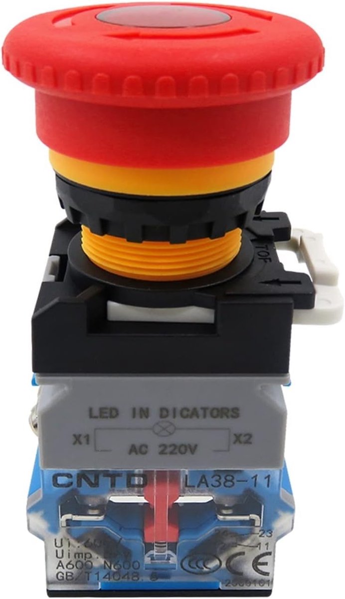 Noodstop Drukknop - Noodschakelaar Schakelaar - Machine Bediening - Zelfsluitend Ontwerp - 22mm Diameter - Rood