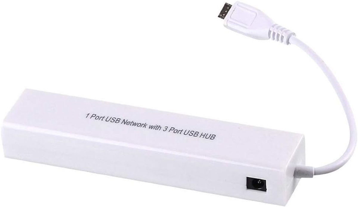 Netwerk Adapter - Ethernet Converter - Tablets Verbinden - 3 USB Poorten - 35 g - Wit
