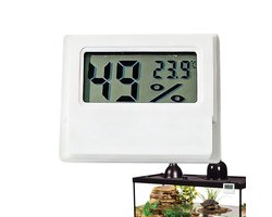 Luchtvochtigheidsmeter Reptielen - Thermo-hygrometer Monitor - Terrarium Controleren - Magnetische Bevestiging - 5x4x3 cm - Zwart