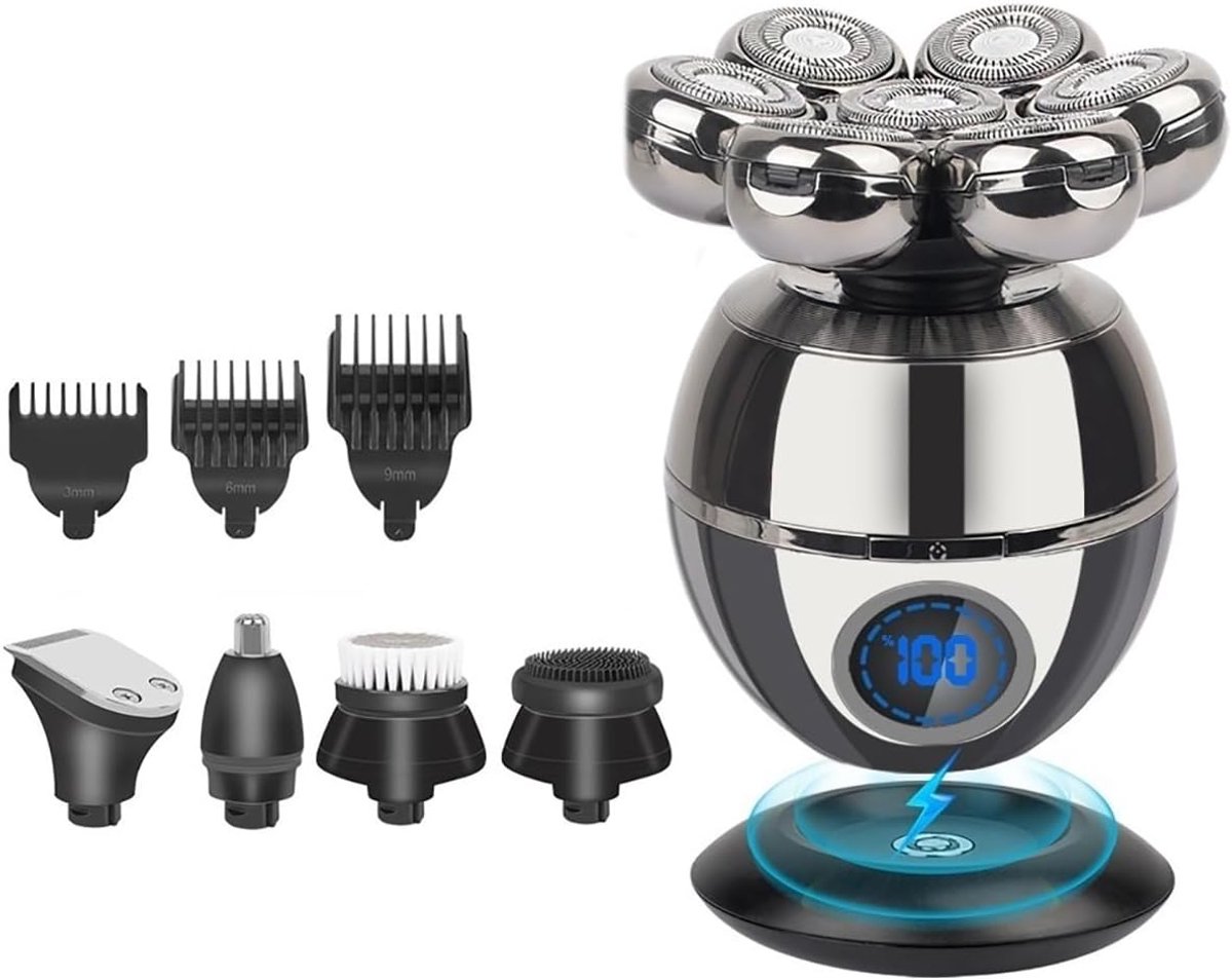 Elektrisch Scheerapparaat - Scheerapparaat Mannen - Gezichtsverzorging - 5-in-1 Multifunctioneel - IPX7 Waterdicht - Zwart