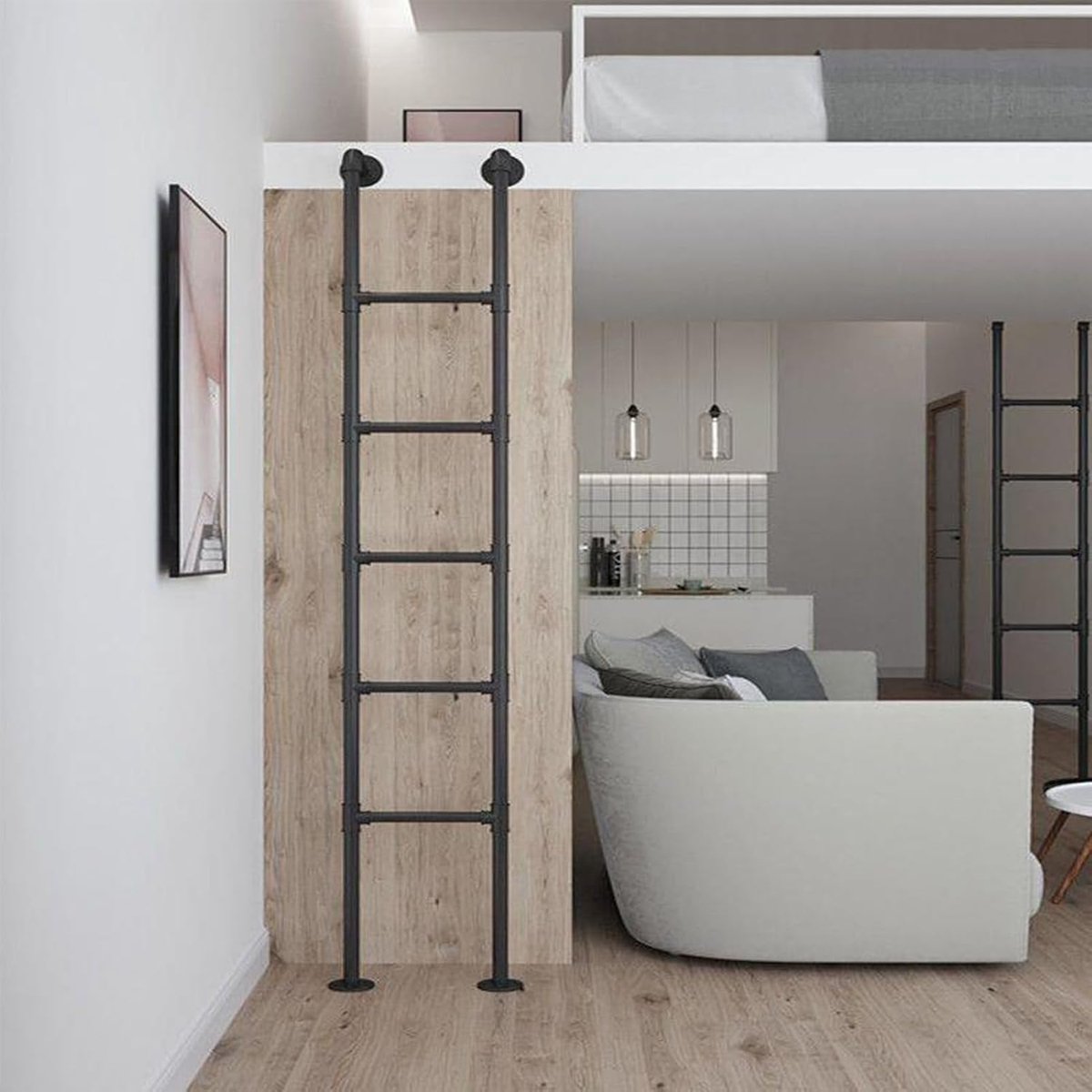 Wandladder Metaal - Loft Ladder - Hoge Plank Bereiken - Hoge Draagkracht - 100-300 cm - Zwart
