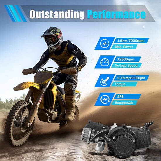 2-takt Motor - Benzinemotor Mini Motor - Pocket Bike Aandrijving - Luchtgekoeld Aluminium - 49.85CC - Zilver Zwart — afbeelding 4