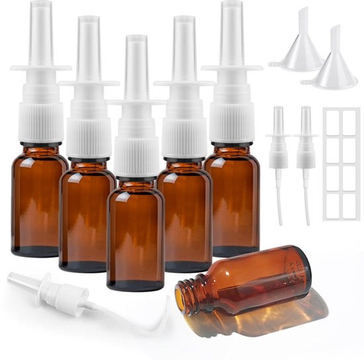 6 stukken 15ml bruine glas neussprayfles