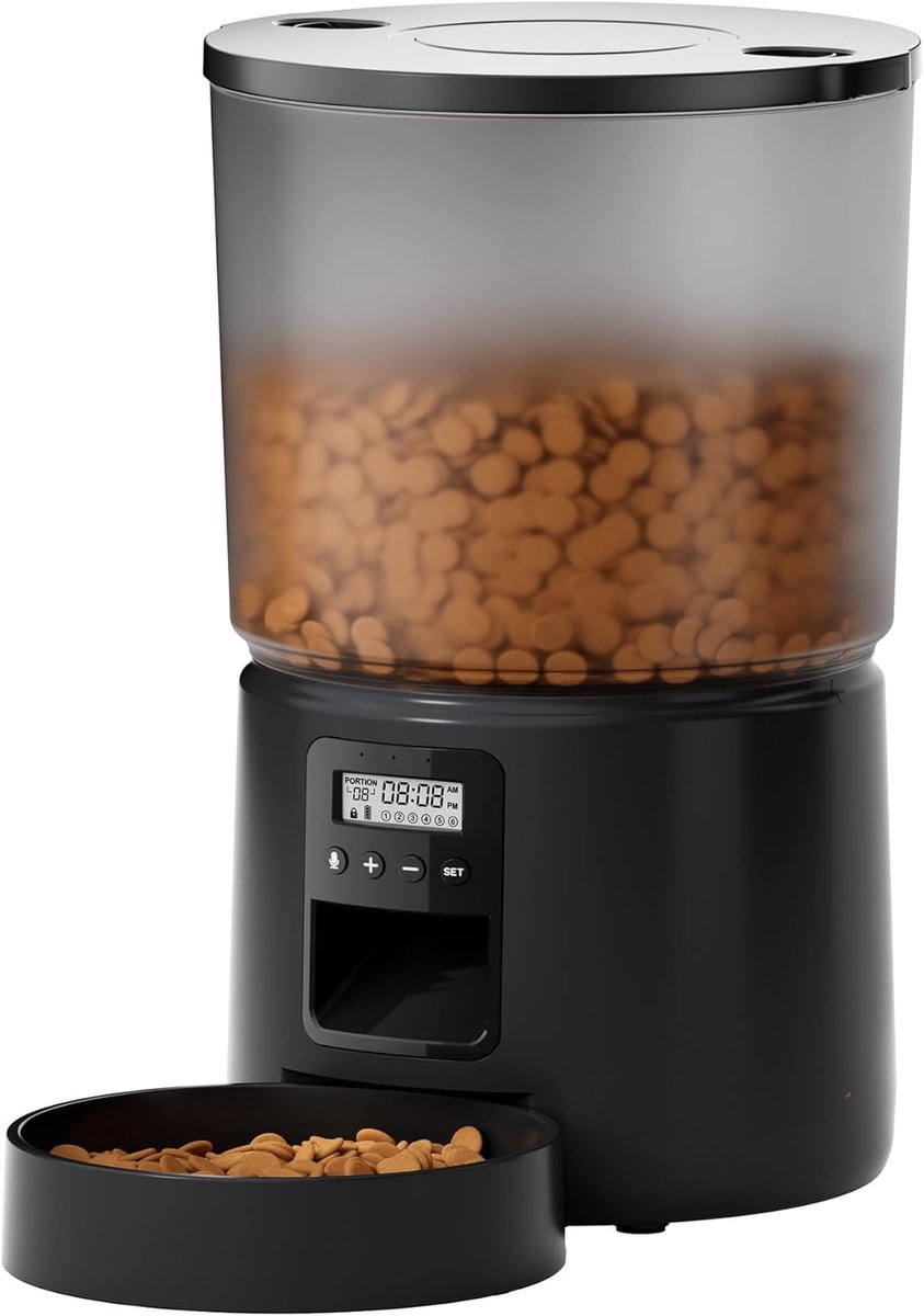 Voerautomaat Kat - Automatische voerbak - Huisdier voeren - Opnamefunctie 10 seconden - 5 liter capaciteit - Zwart
