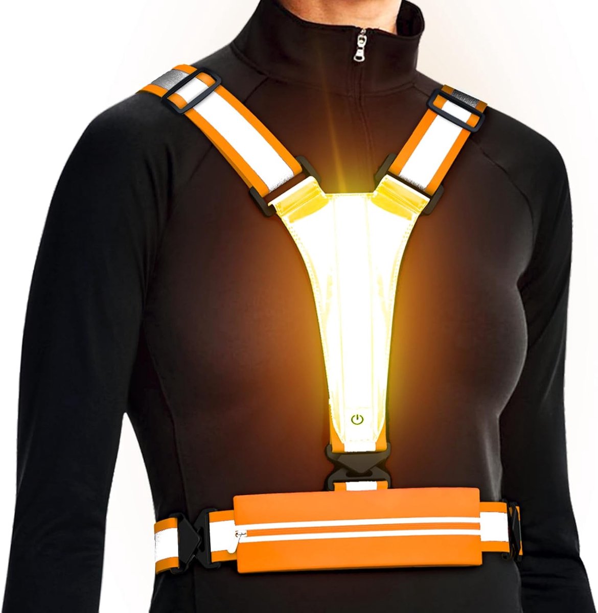 Reflecterend Vest - Veiligheidshesje LED - Nachtelijke Activiteiten - Oplaadbaar Verstelbaar - Verstelbare Taille - Zichtbaar Oranje