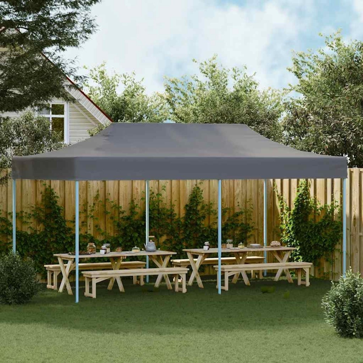 Opvouwbare Partytent - Pop-up Paviljoen - Outdoor Evenementen - Waterbestendig Oxford Weefsel - 3 x 6 Meter - Antraciet