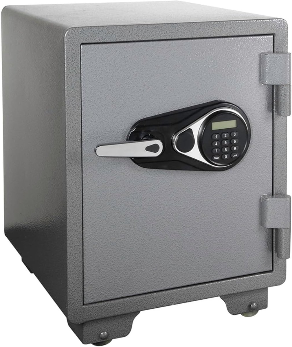 Kluis Met Code - Digitale Kluis - Waardevolle Spullen - LCD Scherm - 53 x 46 x 47 cm - Grijs
