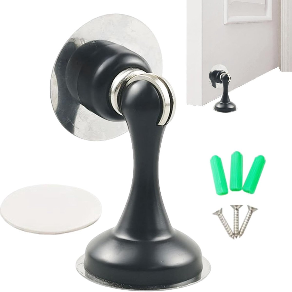 Magneet Deurstopper - Deurhouder RVS - Deuren Open Houden - Krachtige Magnetische Kracht - 5.6 cm Hoogte - Zwart