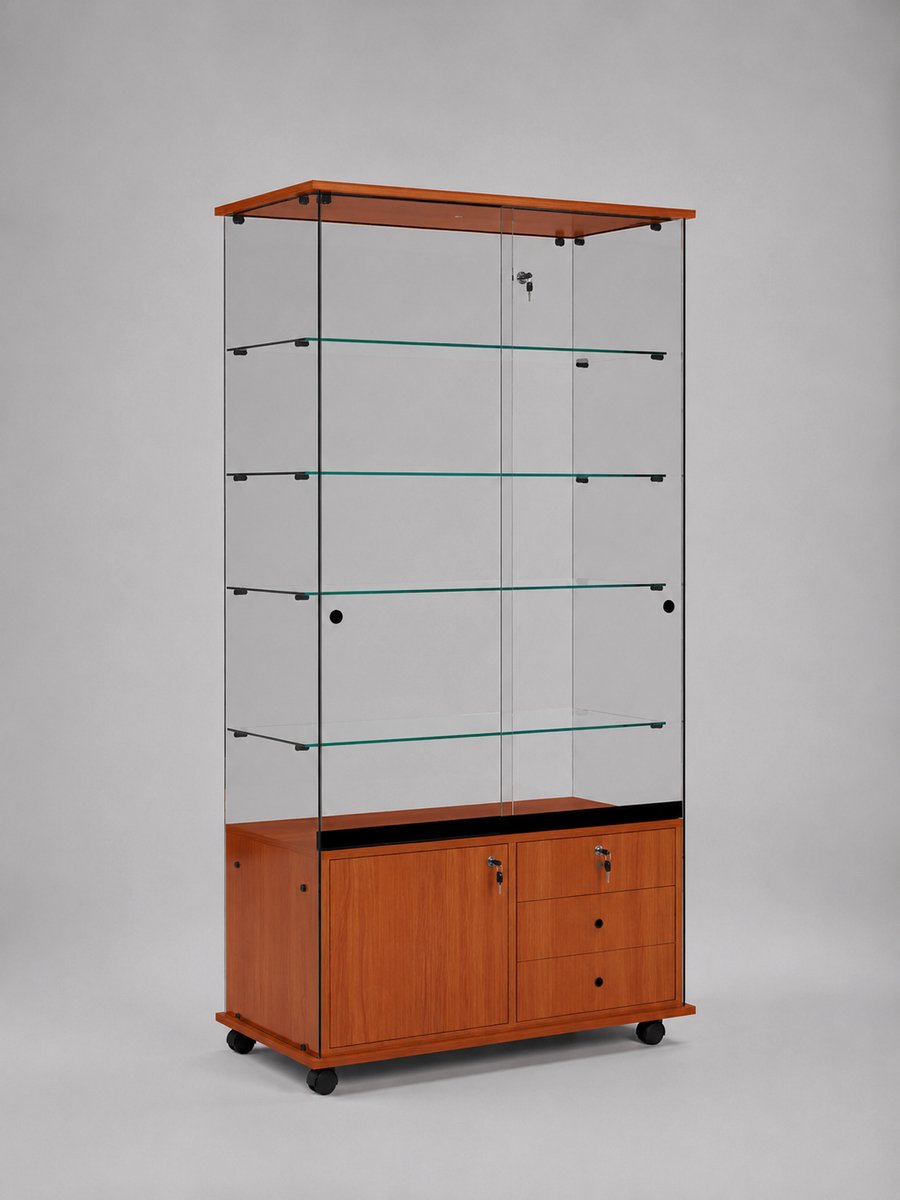 Volglas vitrine Elegance 6C met onderkast zonder verlichting - kersen