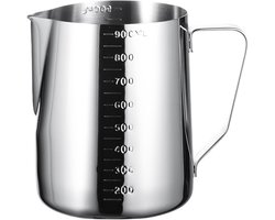 Roestvrijstalen Melkkan - Opschuimkruik Barista - Koffie Maken - Scherpe Mond - 900 ml - Zilverkleurig