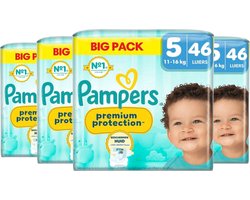 Pampers Premium Protection luiers - Maat 5 (11-16kg) - 184 luiers (4 x 46 stuks) - Voordeelverpakking - Stop and Protect