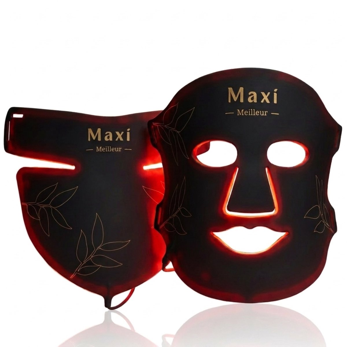 Maxi Meilleur® Pro Series full set - led masker & decolleté lichttherapie – uw verbeterde anti aging routine met lichttechnologie - Red Light Therapy (rood & infrarood licht) - LED Gezichtsmasker & Decolleté Black