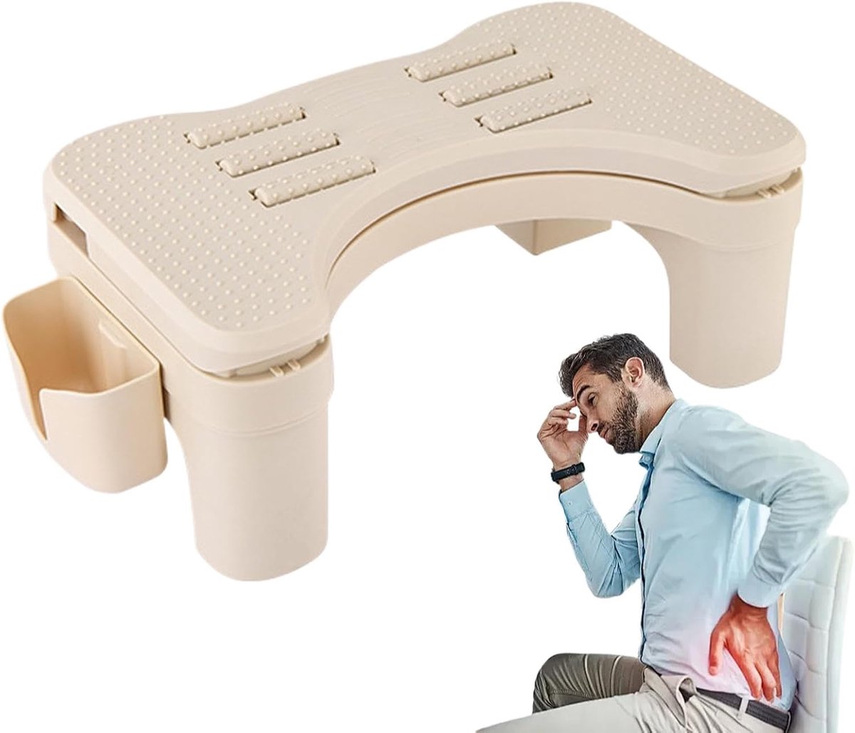 Voetensteun Bureau - Voetenbankje Onder Desk - Comfortabel Zitten - Verstelbaar Ergonomisch - 45x24.5x16cm - Zwart