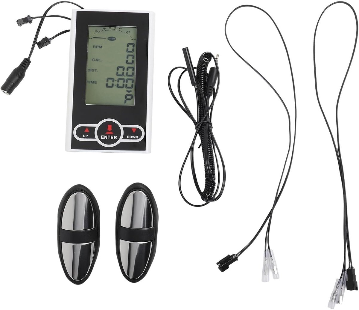 Hometrainer Monitor - Snelheidsmeter Hartslagmeter - Training Bijhouden - Helder LCD Scherm - 15 x 10 x 5 cm - Wit