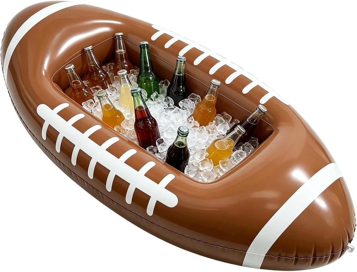 Drijvende Zwembad Koeler - Opblaasbare Bar Drankstation - Feestjes Organiseren - Voetbalvormig Design - 150x70 cm - Bruin