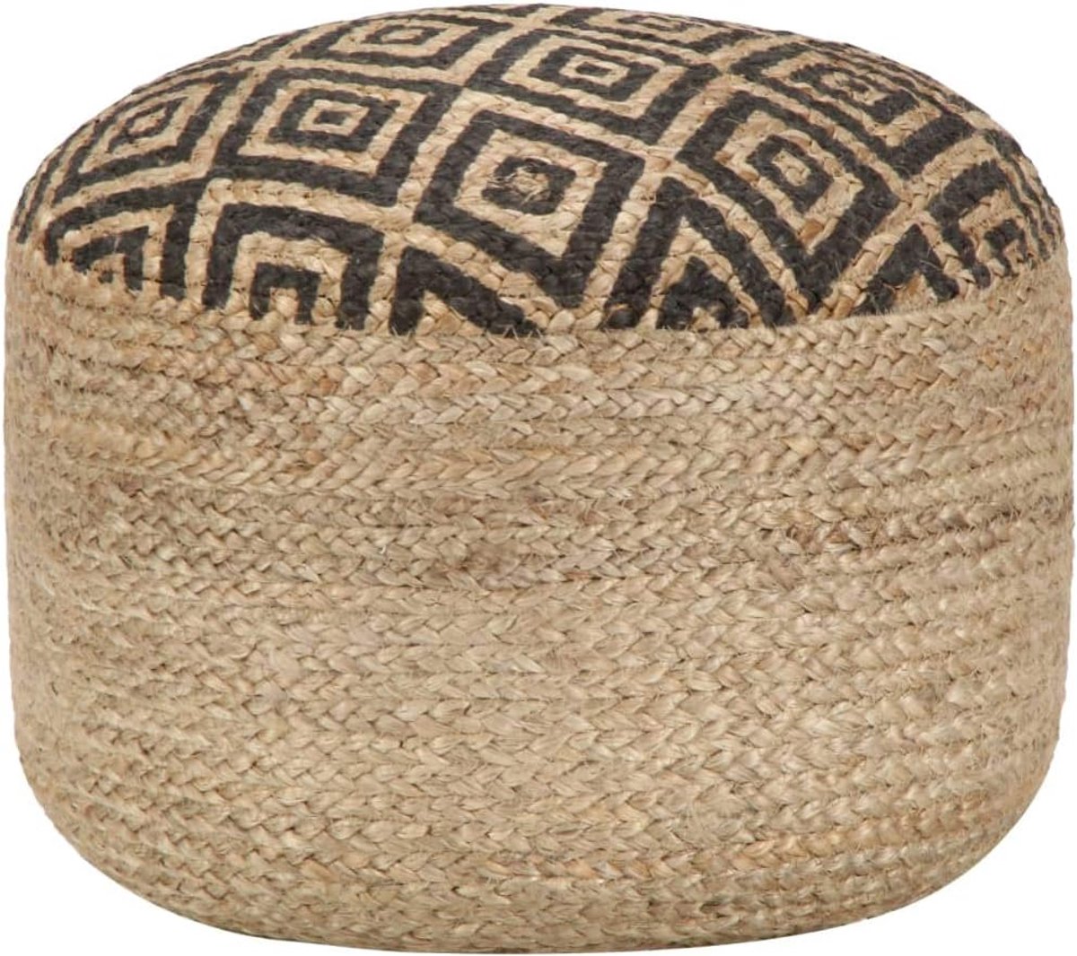 Zitzak poef - Voetenbank jute - Ontspannen in huis - Handgemaakt gevlochten touw - 45 x 30 cm - Zwart patroon