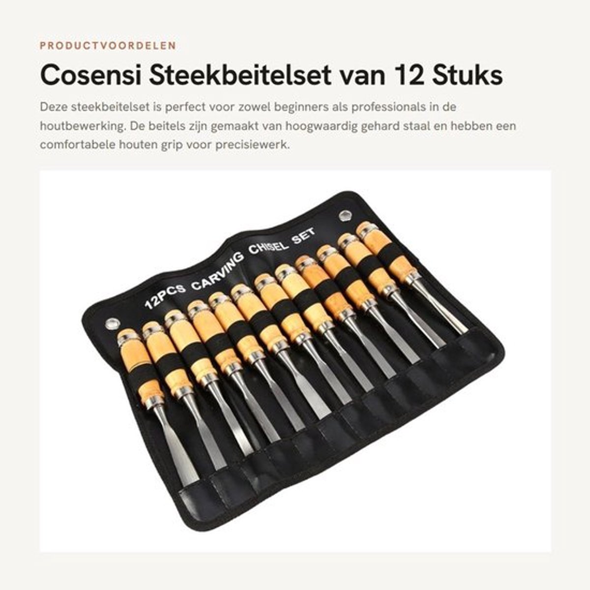 Houtsnijdebijtelset met 12 stukken