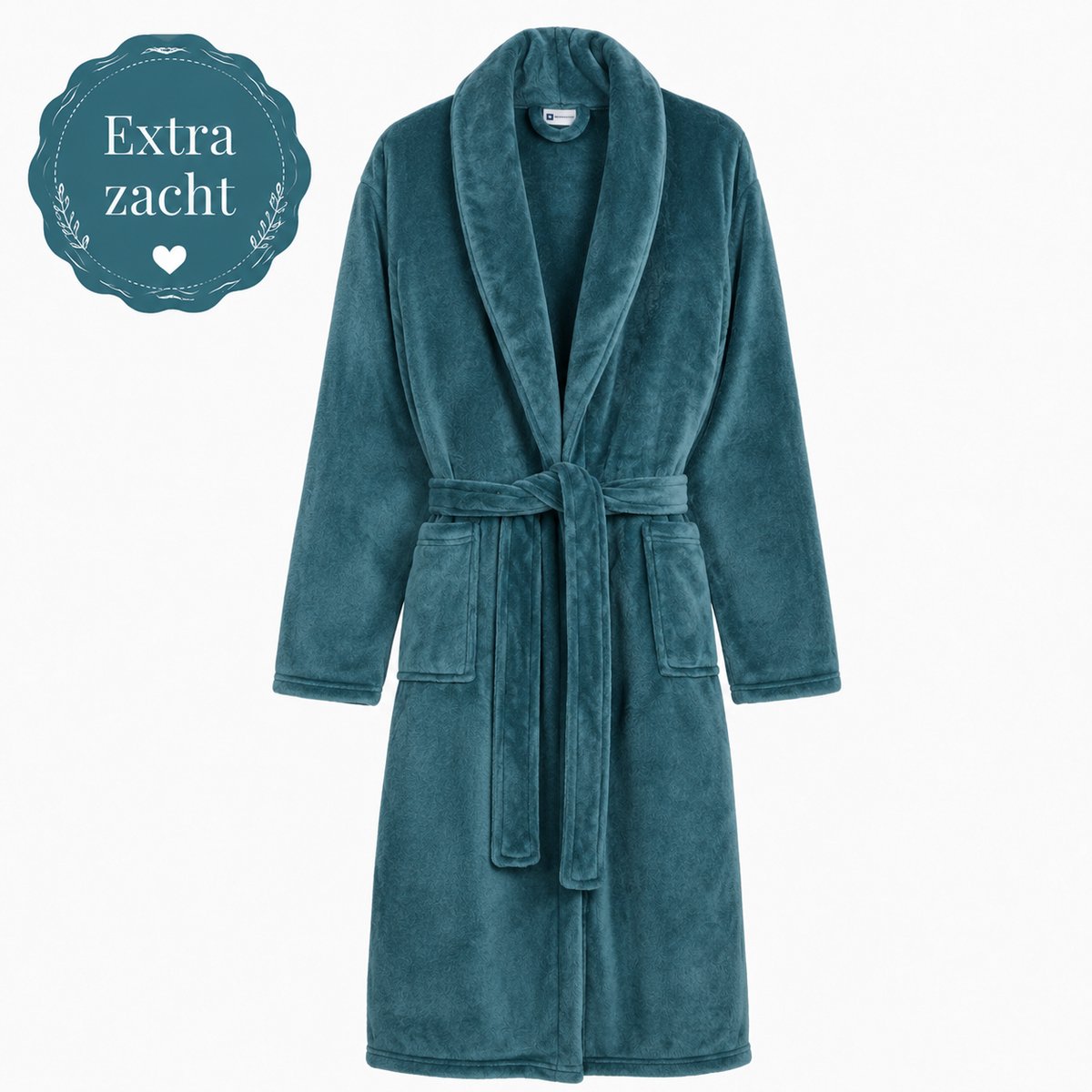 Badjas Petrol XS/S – Zachte Polyflanel Unisex Badjas – Sjaalkraag, Zakken en Riem