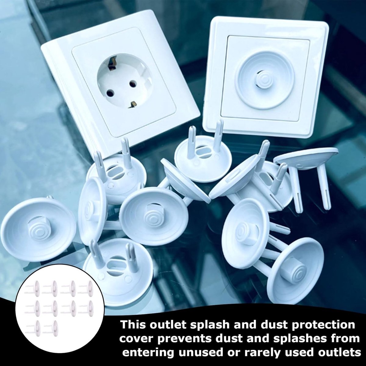 Set van 10 - Stopcontact beschermhoes - Universele Stopcontact Beschermers - Kinderveiligheid Pluggen voor Contactdoos - Robuuste ABS Stopcontactbeveiliging Baby - Spatwaterdichte en Stofdichte Afdekkapjes Diameter - Wit – foto 4