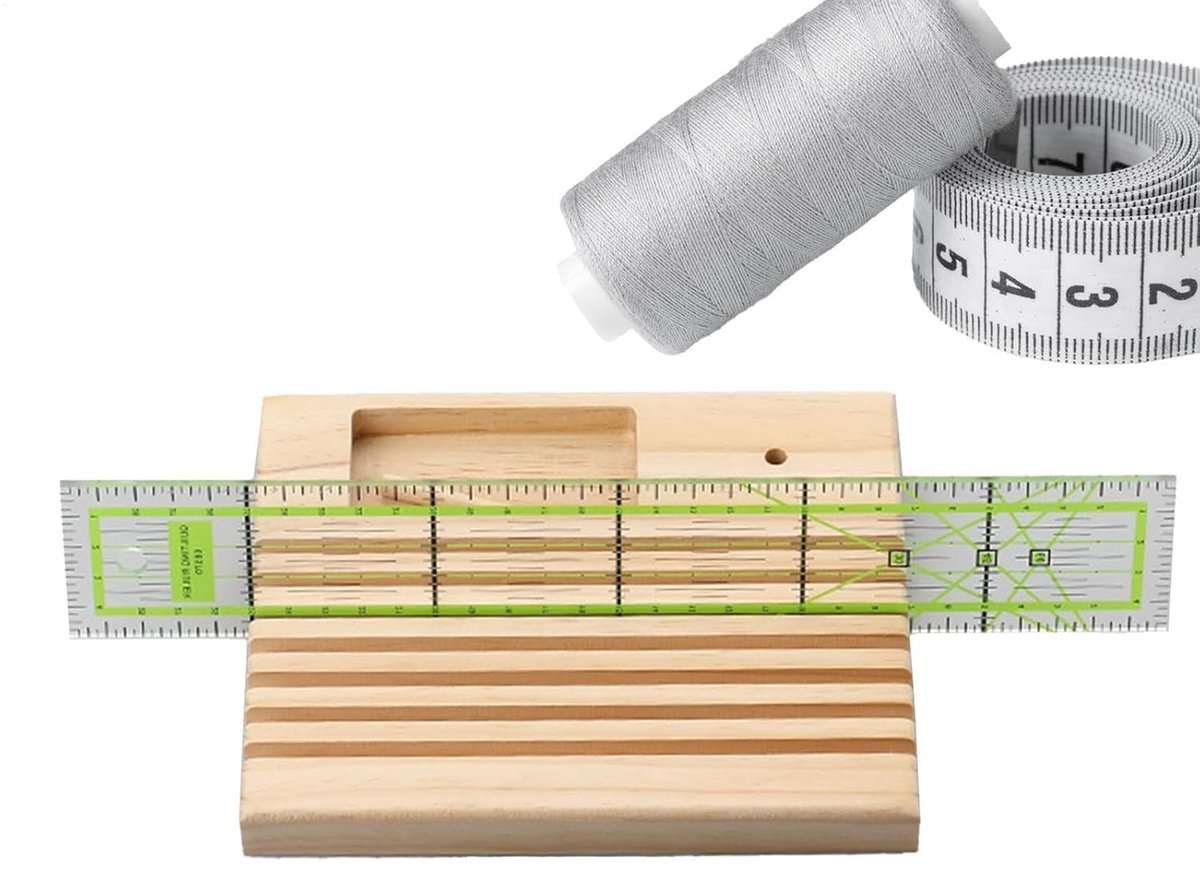 Liniaalhouder - Quilt Gereedschap - Handwerk Organiseren - Meerdere Sleuven - 18 cm - Houtkleur