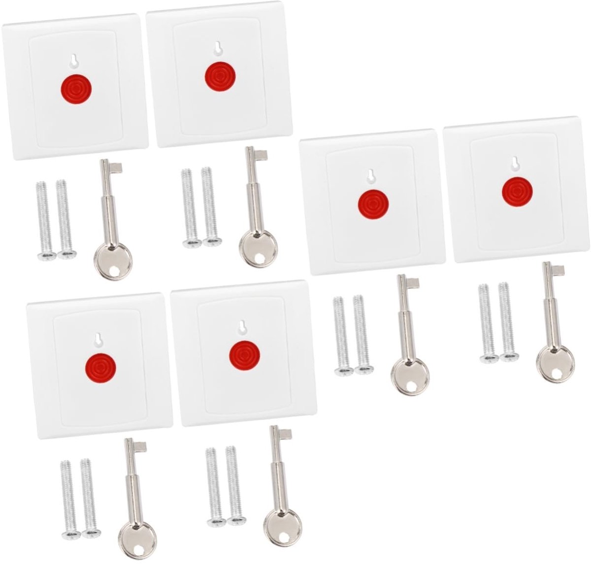 Noodknop Set - Alarmknop Huis - Veiligheid Melden - Vergrendelbaar Type - 6 Stuks - Wit