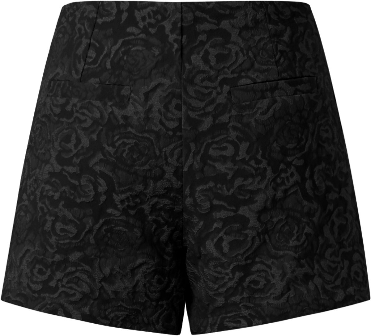 Elegante Geweven Vrouwen Shorts met Bloemenprint - Zwart - Maat S