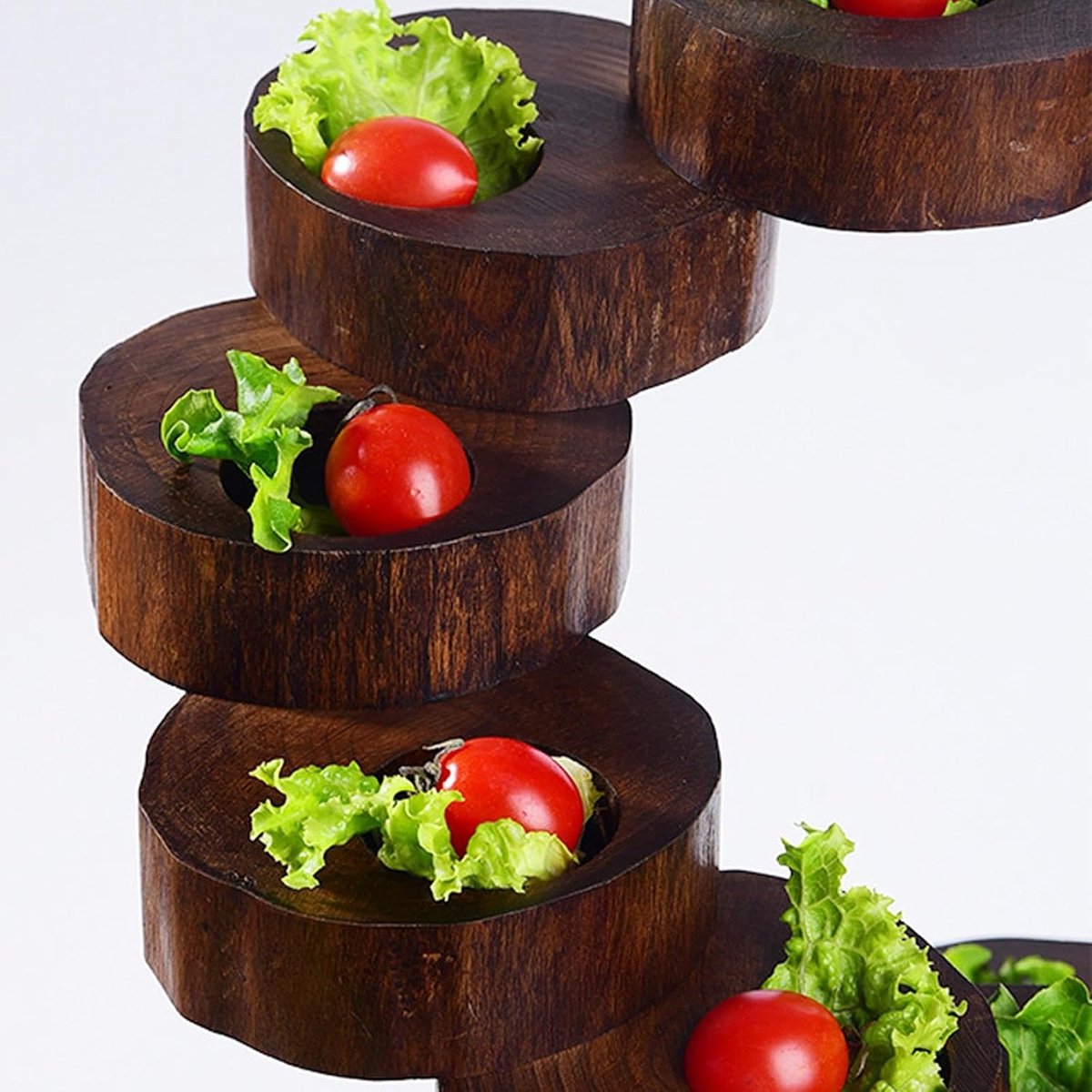 Houten theelichthouder - Kaarsenstandaard - Tafeldecoratie - Uniek trapontwerp - Tot 26 cm hoog - Houtkleurig