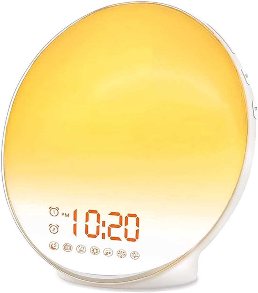Wekker met Zonsopgang Simulatie - Multikleur - Dubbele Alarmfunctie - FM-radio - Voor Thuisgebruik