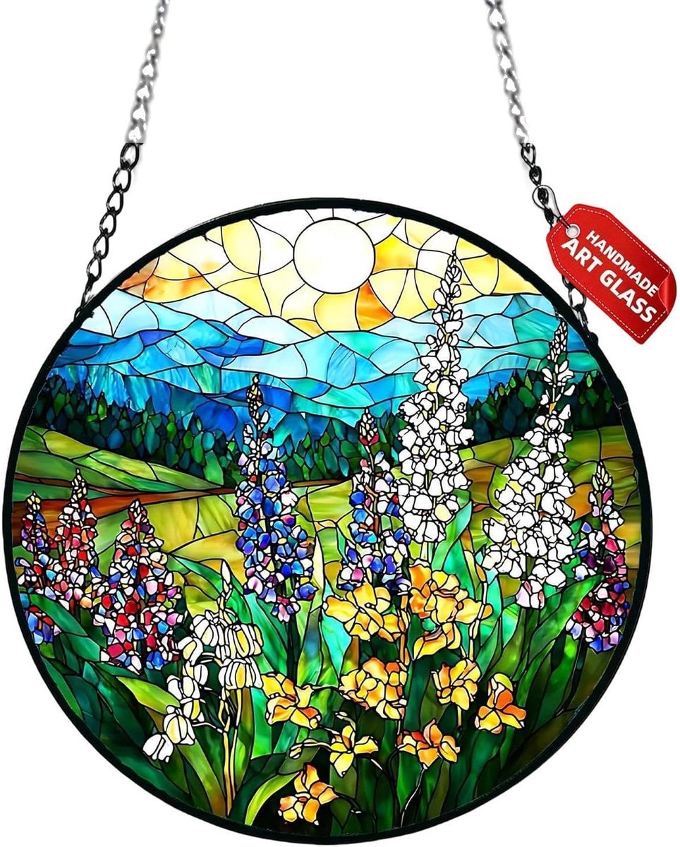 Raamdecoratie Puzzel - Regenboogmaker Lichtvanger - Artistieke Lichtverbetering - Zelfklevend Zonder Gereedschap - L-218 cm - Zee van bloemen