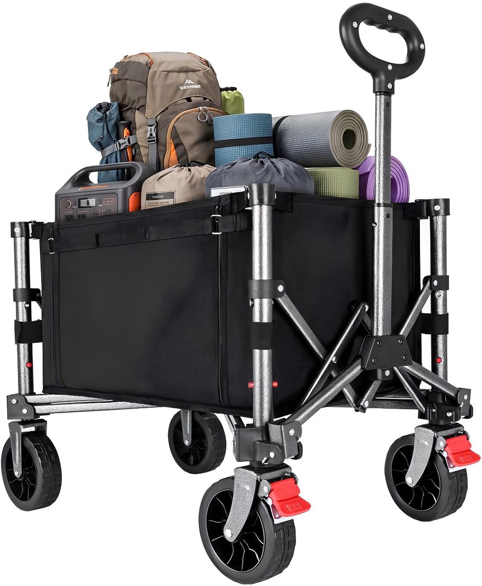 JCP® Bolderkar - 70L Capaciteit - Bolderkar Opvouwbaar - Opvouwbare Bolderkar - Zwart - 31cm x 57cm x 93cm