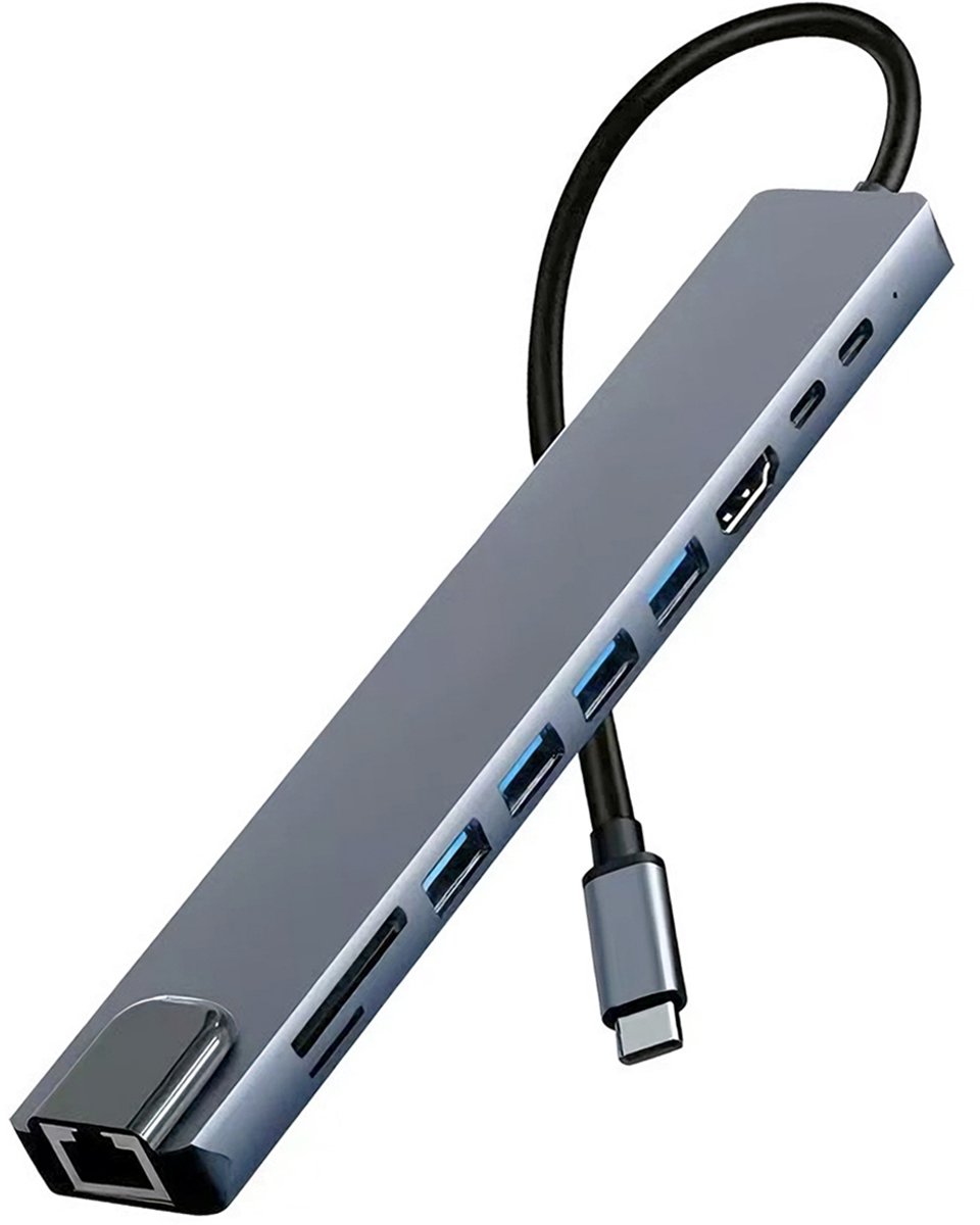 Image of NEUE DAWN - USB C Hub met 10 poorten - USB hub met voeding - 1*USB C 100W Snellader - 1*HDMI 4K/1*RJ45 Ethernet poort -1*USB C -4*USB A- 2* Kaartlezer - USB Splitter Universeel - Geschikt voor Macbook Pro/Air/iPad Pro/Surface/Samsung/ASUS/Lenovo/Acer