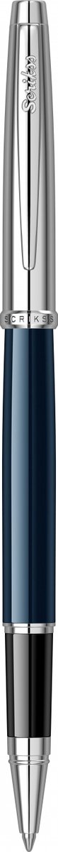 Scrikss Metropolis 800 Rollerpen | Met lak afgewerkte metalen kap en behuizing | Blauw Chroom