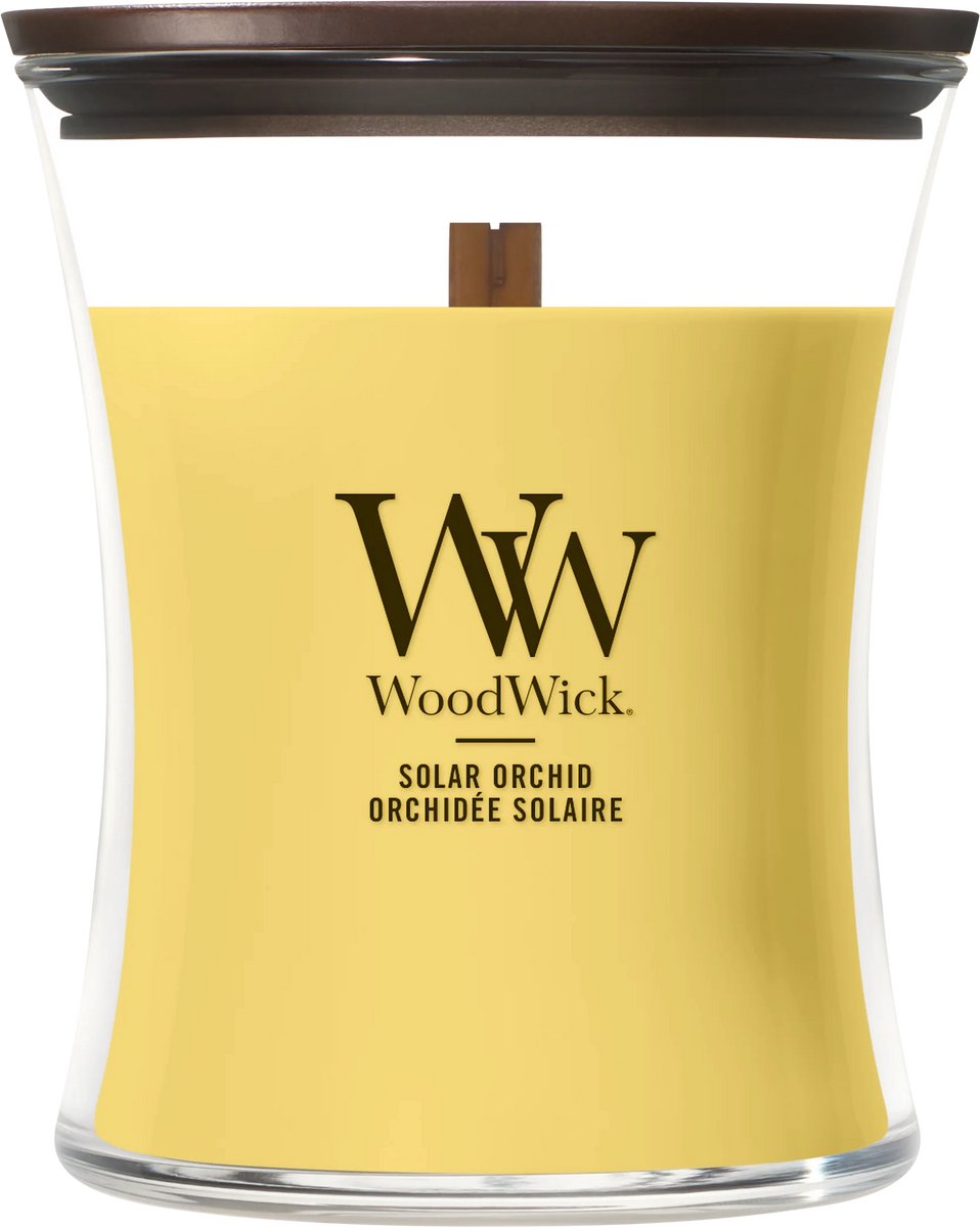 WoodWick Hourglass - Solar Orchid - Medium Geurkaars - 60 branduren Wit