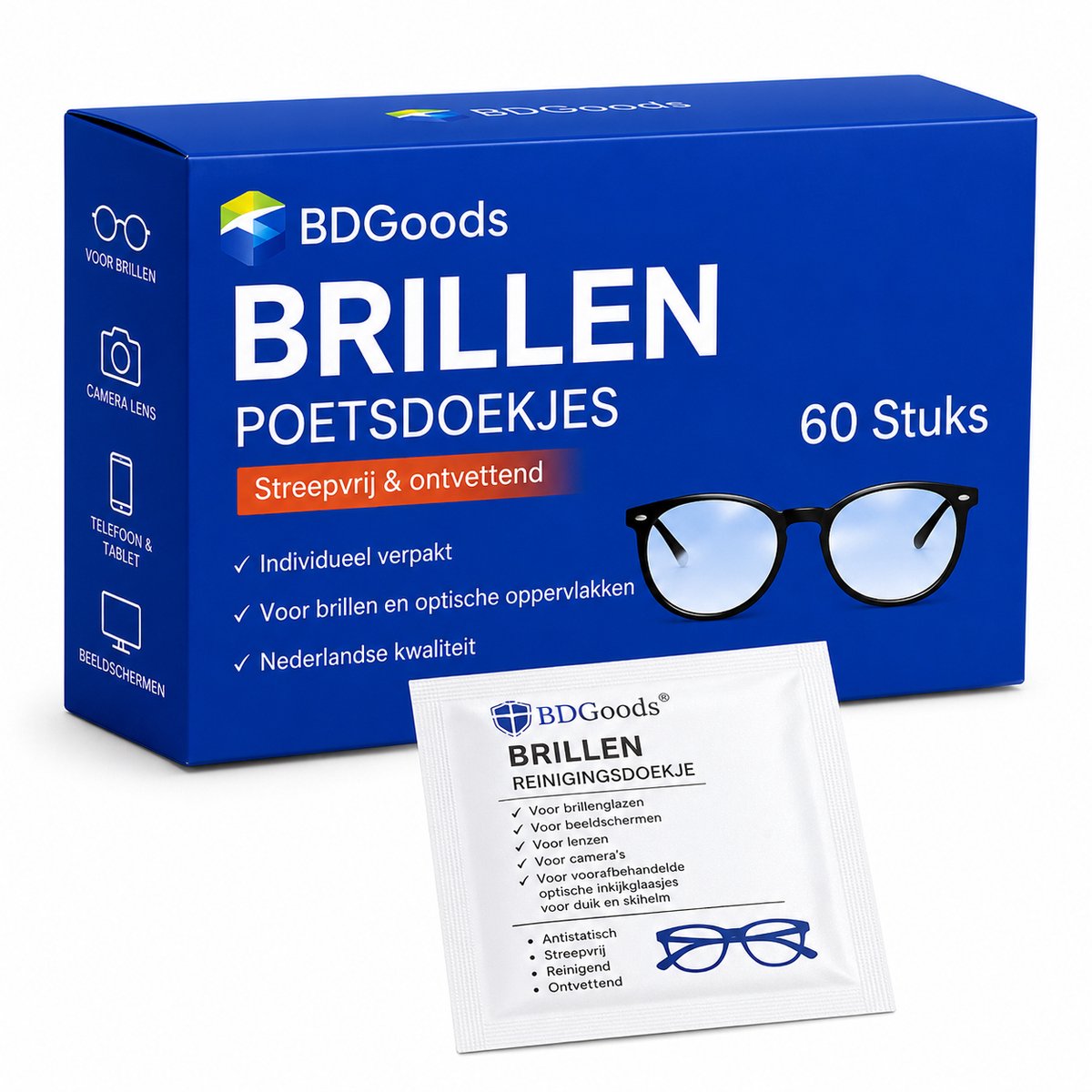 Vochtige Brillendoekjes - Zonnebrildoekjes - 60 Stuks - Europese Kwaliteit - Brilpoetsdoekjes - Wegwerp Doekjes - Bril Schoonmaken - Brildoek - Hoge Kwaliteit - Microvezel Brillen Doekjes - met Citrus - Leesbril - Zonnebril