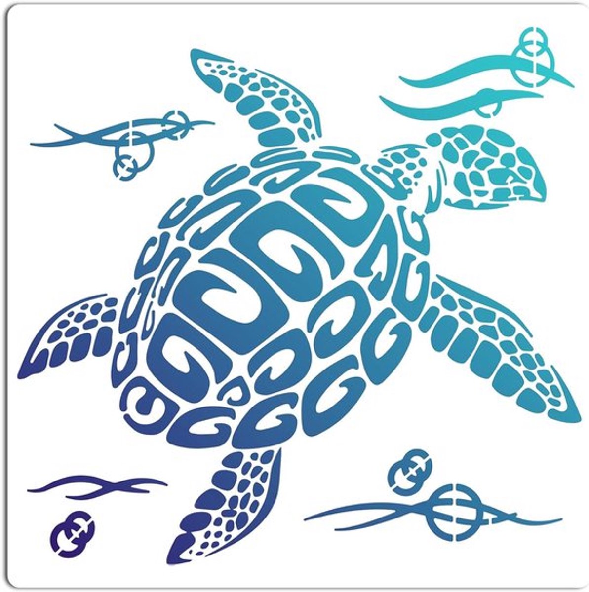 - Schildpadsjablonen - Oceaan - Herbruikbaar - Vierkante sjabloon - 30 × 30 cm - Dier - Holle sjabloon - Scrapbooking - Houten muur - DIY - Thuis - Geschikt voor - Muurverf - Dierenmotieven