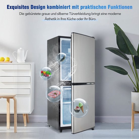 Koelkast 106 liter zilver roestvrij staal deur zwart lichaam koel vrieskast voor thuis keuken kantoor van learnlogic — afbeelding 5