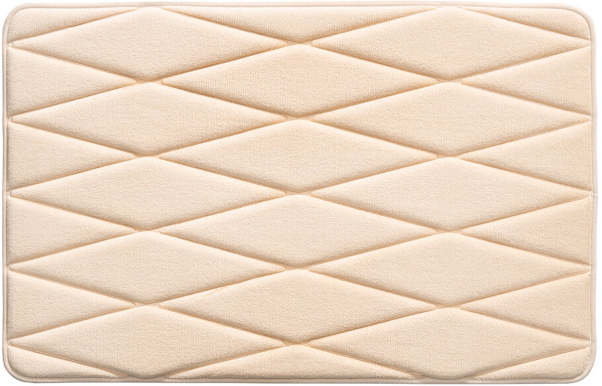 California Winding Creme Badkamermat 50x78 cm – Zachte Badmat – Antislip Douchemat – Comfortabele Badkamermat