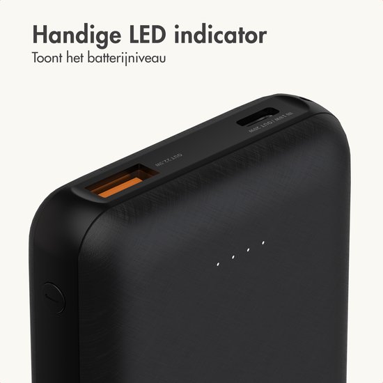 imoshion® Ultra Compacte Powerbank 10.000 mAh - 22.5W Snellader - USB C / USB A - LED Display - Mini Powerbanks - Universeel