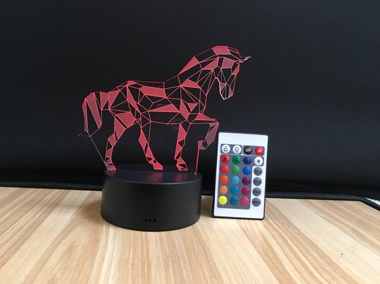 3D Paard Lamp - Paarden Nachtlampje - 16 Kleuren - Met Afstandsbediening - LED Sfeerlamp - Kinderkamer Lamp - Cadeau voor Paardenliefhebbers van LEDyourLight — afbeelding 5
