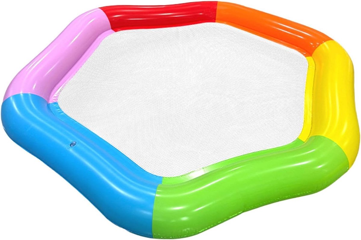 Luchtbed zwembad - Opblaasbare zwembad - Opblaasband - Regenboog zeshoek opblaasmat - stevig PVC materiaal - binnen 3 minuten gevuld - geschikt voor zwemmen - kamperen en spelen