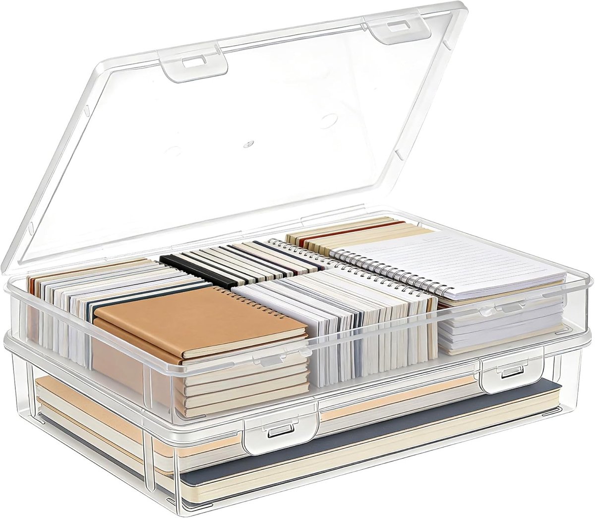 Transparante A4 Opbergdozen Set van 3 - Stapelbare Boxen met Deksel voor Documenten, Brieven en Tijdschriften