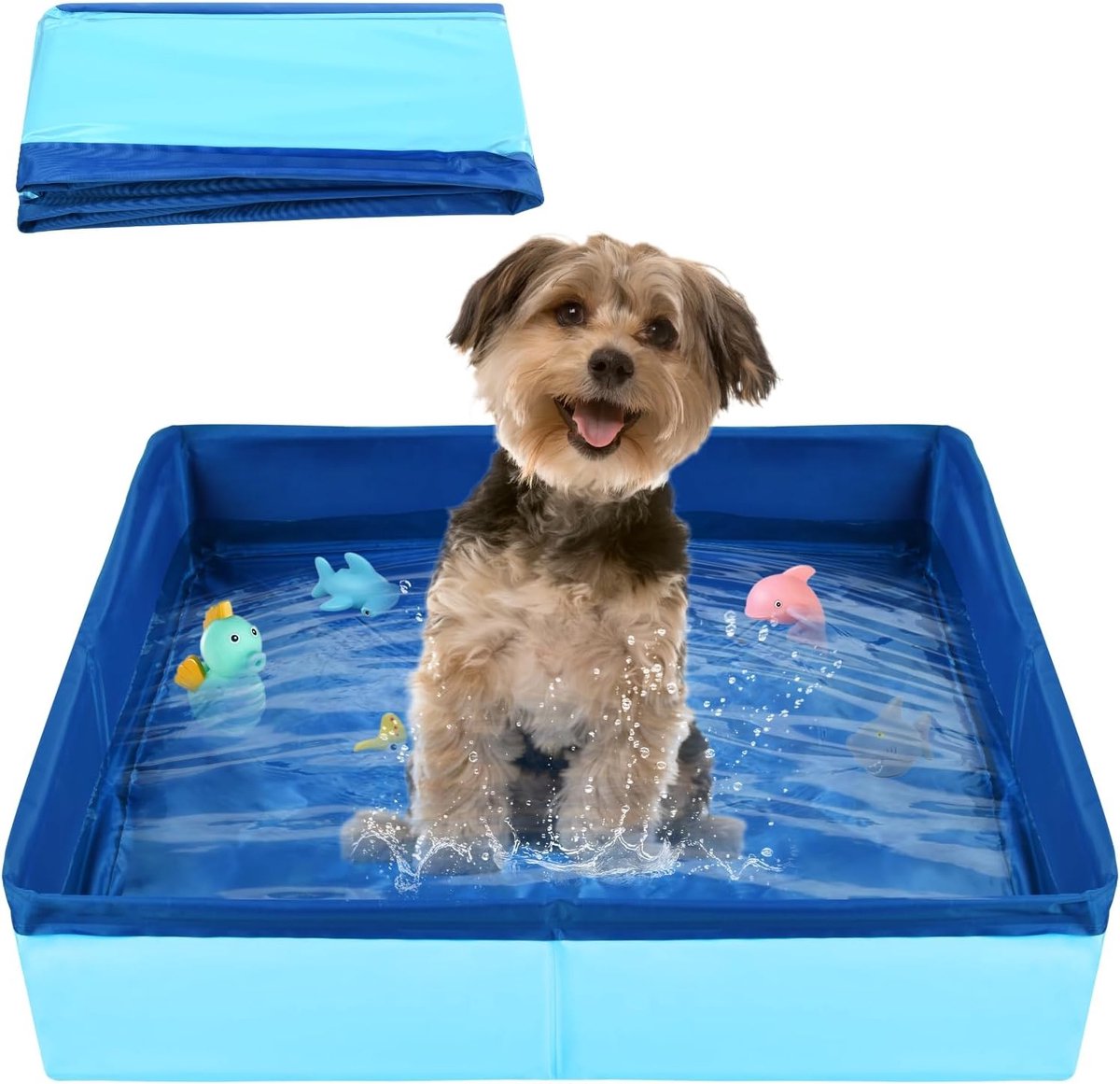 Opvouwbaar Zwembad voor Huisdieren - Blauw PVC - Voor Katten en Honden - Direct Klaar voor Gebruik - Voor Binnen en Buiten