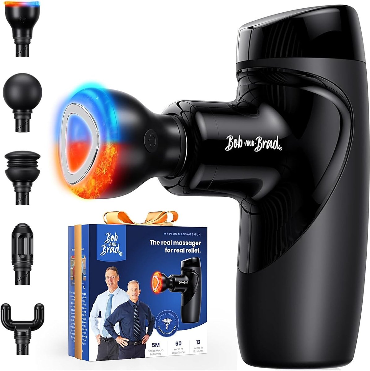 Massage Gun met Warmte – Draadloos Massagepistool – Stil – USB-C Oplaadbaar – 4 Opzetstukken – 9 mm Massagekracht