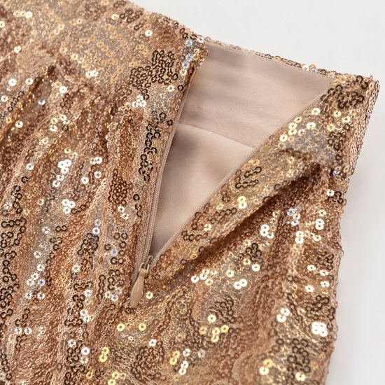 Glitter Rok Rose Goud - Festival - Dames - Feest - Geplooid - Glans